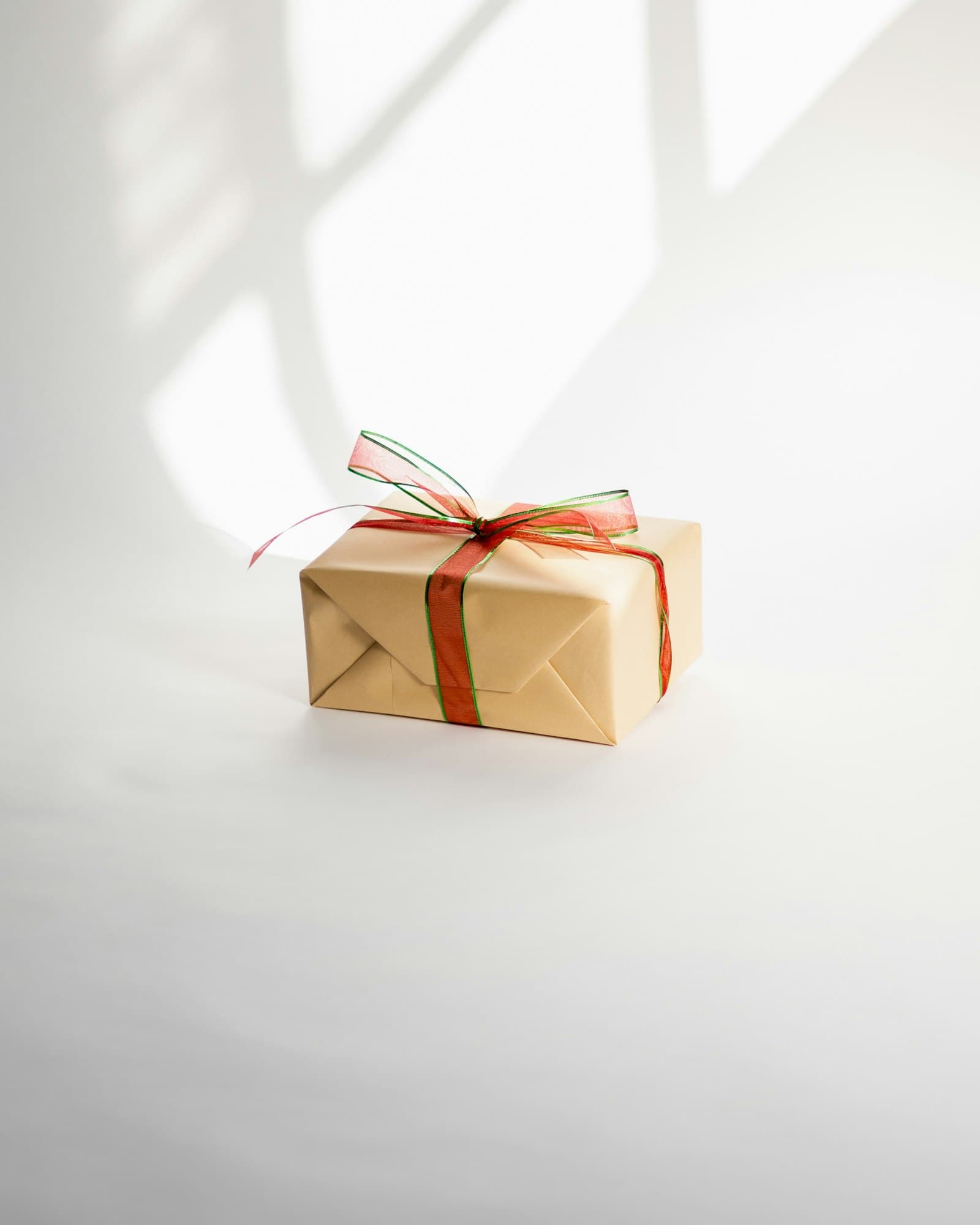 A wrapped gift with a ribbon
