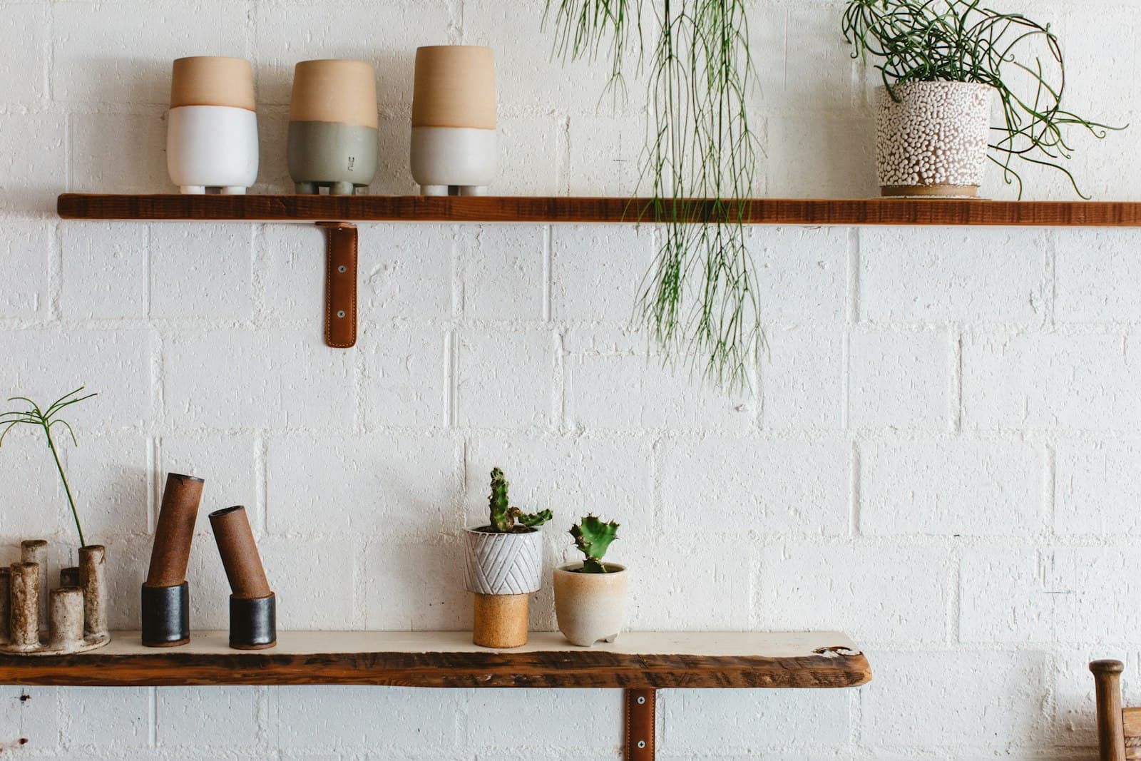 Shelving styled with tableware for a hospitality fit-out