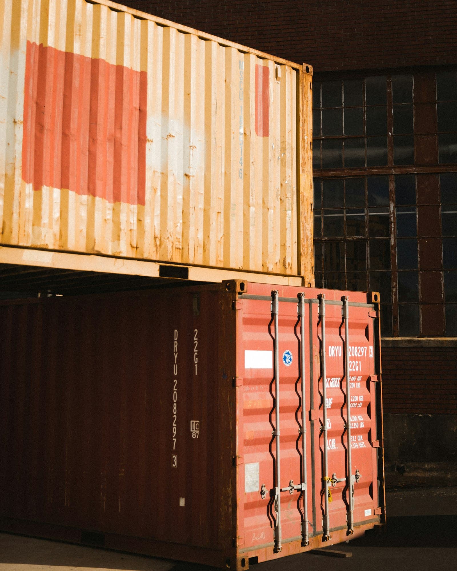 Shipping containers stacked at port